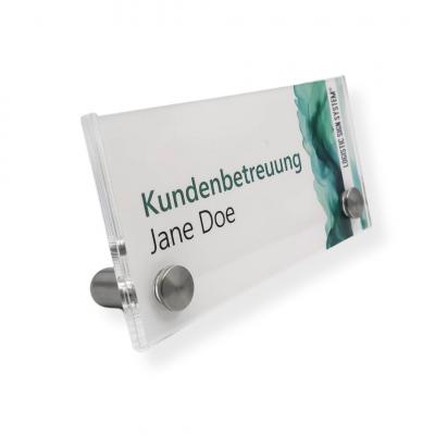 Tischschild Vitrum T 150 75 mm aus Acryl